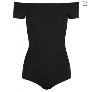 HELMUT LANG black off Shoulder Neoprene Bodysuit